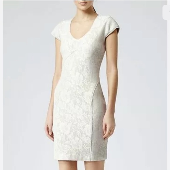 REISS Valentina Jersey Fitted White Dress